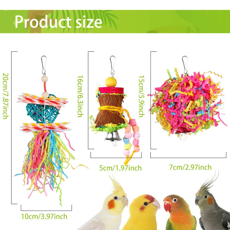 YUEPET 4 Pack Bird Shredder Toys Small Parrot Chewing Toys Parrot Cage Foraging Hanging Toy for Small Bird Parakeets Parrotlets Lovebirds Cockatiels - Image 3